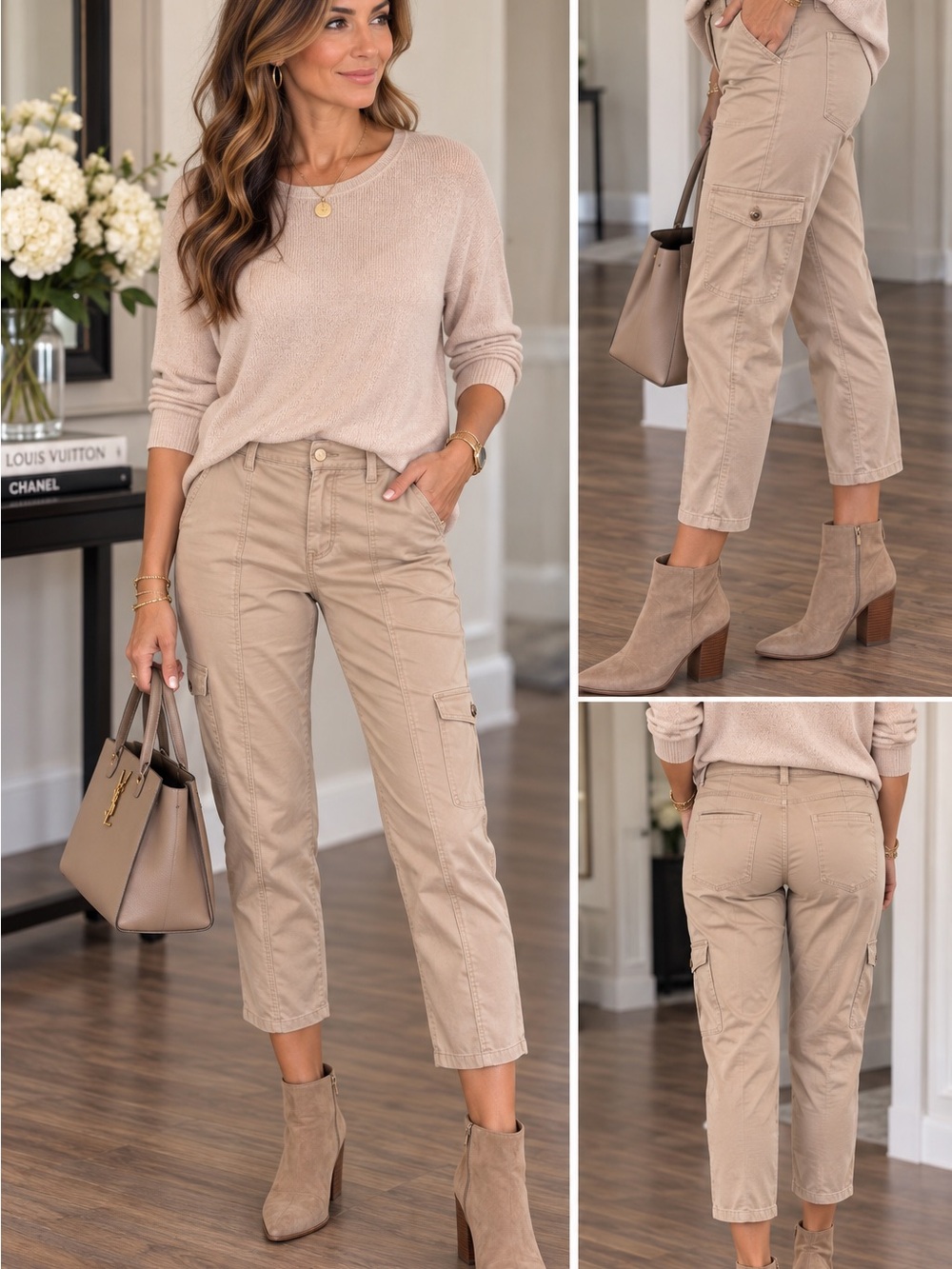 White House Black Market Taupe Cargo Ankle Pants
